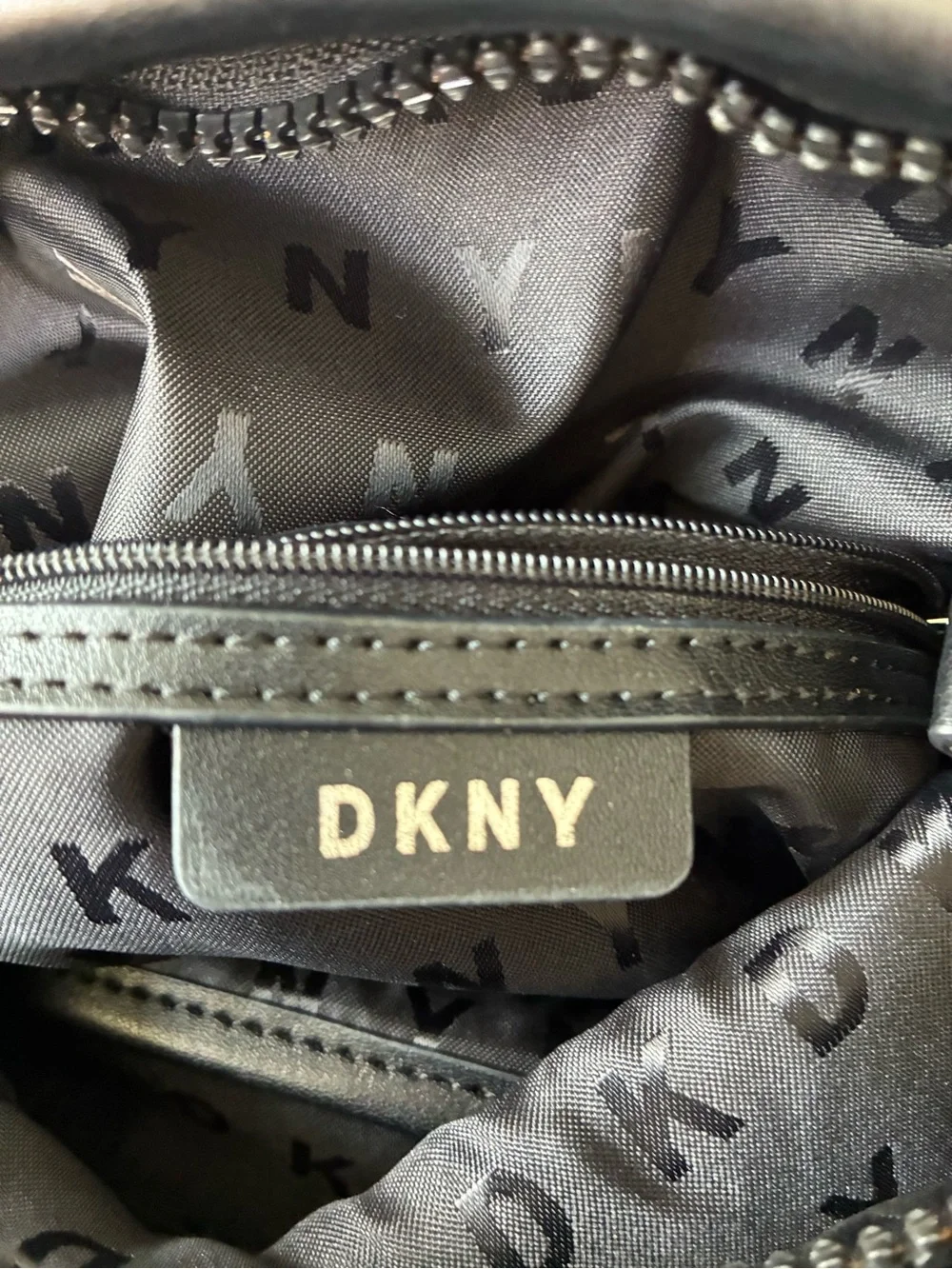 DKNY Black Logo Backpack with Fold-Over Flap